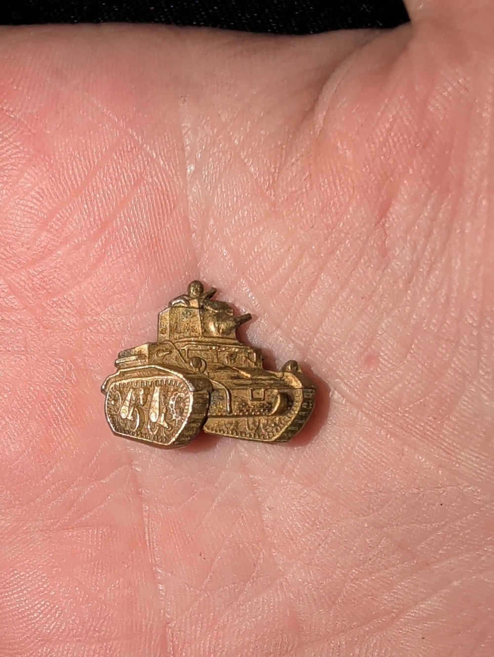 Amico WWII Era Gold over Sterling M3 Stuart Tank Lapel Pin